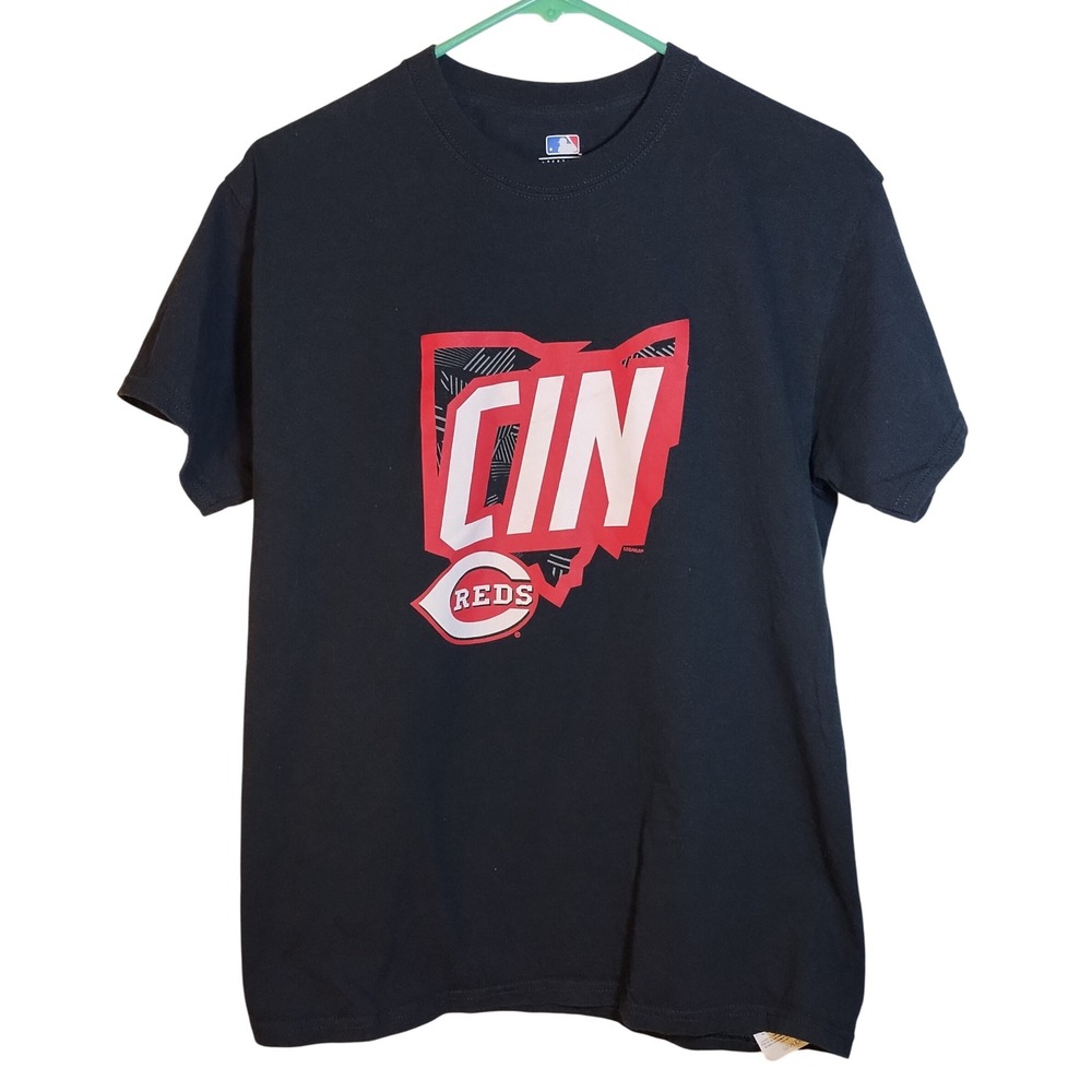 Cincinnati Reds MLB Mens T-Shirt Graphic‎ Tee Black Baseball Medium